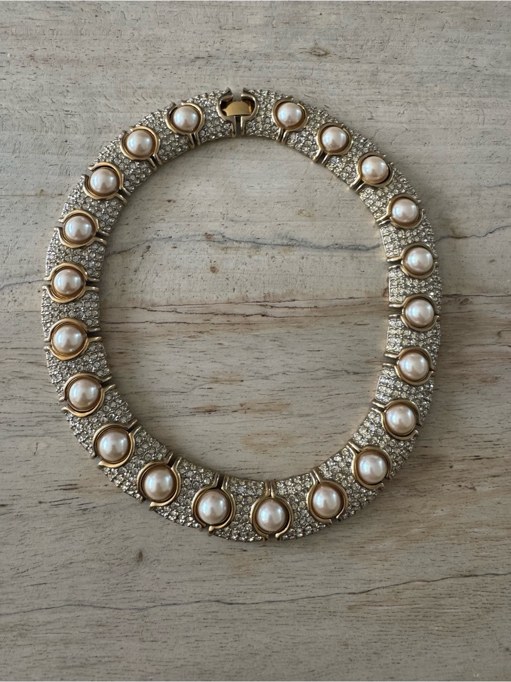 AFJ Gold-Tone Pearl & Crystal Statement Necklace
